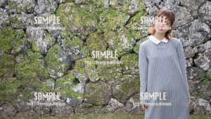 【中城城跡】城壁と美少女 写真素材