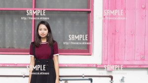 【港川】かわいい壁と美少女 写真素材