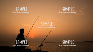 【南浜公園】赤い空と釣り人 写真素材